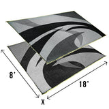 Stylish Camping L158181WL 8-feet by 18-feet LED Illuminated Patio Mat - Outdoor Patio Black/White RV Camping Mat