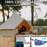 DANCHEL OUTDOOR B5 Pro Canvas Bell Tents w/ 2 Stove Jacks for 4 Season Family Camping, Waterproof Luxury Glamping Yurts Tent 100% Cotton Canvas All Year Living (2/4/6/8 Person)