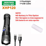 5000000LM High Power XHP220 Powerful LED Flashlight Tactical Military Torch XHP120 USB Camping Lanterna Waterproof Self Defence