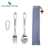 Boundless Voyage Titanium Camping Spoon Fork Spork Knife Chopsticks Straw Portable Tableware Cutlery Flatware Mess Kit