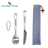 Boundless Voyage Titanium Camping Spoon Fork Spork Knife Chopsticks Straw Portable Tableware Cutlery Flatware Mess Kit