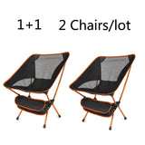 2 PCS Portable Ultralight Outdoor Folding Camping Chair Moon Chairs High Load Travel Beach Hiking Picnic BBQ Seat Fishing Tools