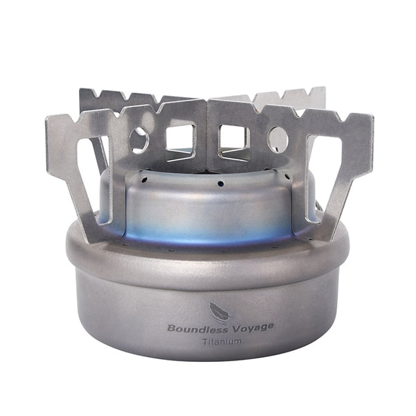 Boundless Voyage Titanium Alcohol Stove with Bracket Outdoor Camping Picnic Backpacking Oil Candle Heater Furnace Ti1512B