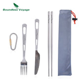 Boundless Voyage Titanium Camping Spoon Fork Spork Knife Chopsticks Straw Portable Tableware Cutlery Flatware Mess Kit