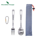 Boundless Voyage Titanium Camping Spoon Fork Spork Knife Chopsticks Straw Portable Tableware Cutlery Flatware Mess Kit