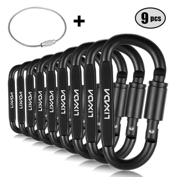 Lixada 1/9 PCS Survival D-ring Locking Carabiner Clip Set Screw Lock Hanging Hook Buckle Karabiner Camping Climbing Equipment