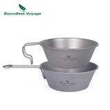 Boundless Voyage Titanium Sierra Cup Outdoor Camping Picnic Portable  Bowl with Folding Handle Tableware 300ml 450ml