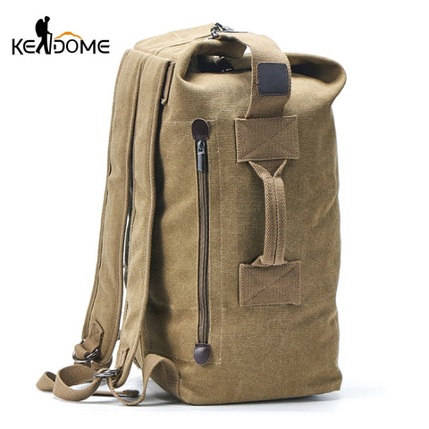 Men Military Backpack Tactical Bag Travel Climbing Handbag Army Bags Canvas Foldable Bucket Cylinder Shoulder Pack Sports XA129D