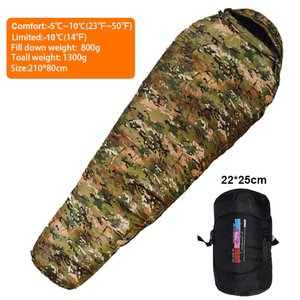 Very Warm White Duck Down Filled Adult Mummy Style Sleeping Bag Fit for Winter Therma 3 Kinds of Thickness Travel Camping