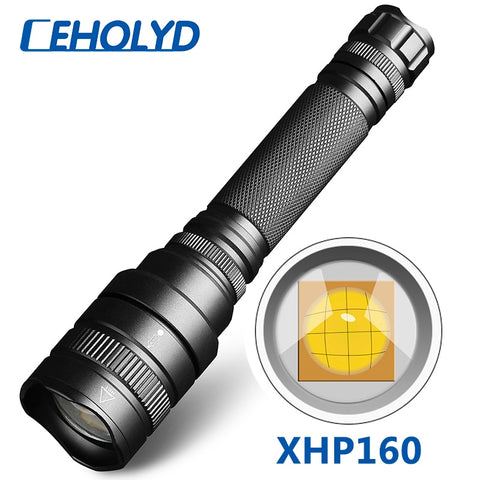 XHP160 Powerful Led Flashlight Ultra Bright Torch Waterproof 5 Switch Mode Zoomable 18650 battery for Bike Light Lantern