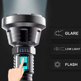 Super Bright Portable Flashlight LED Searchlight USB Rechargeable Strong Light 1500M Long-range Outdoor Torch for Hiking Running