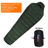 Very Warm White Duck Down Filled Adult Mummy Style Sleeping Bag Fit for Winter Therma 3 Kinds of Thickness Travel Camping