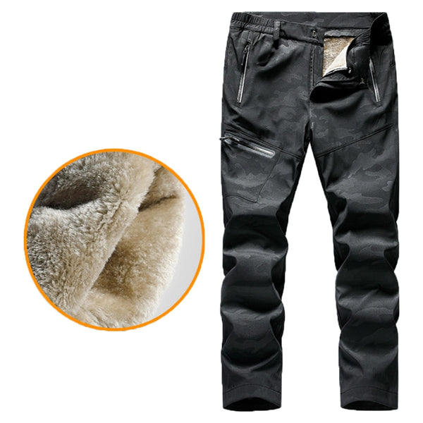 Men Women Winter Lamb Fur Thermal Detachable Waterproof Windproof Pants Ski Camp Hiking Fish Trekking Climb Camouflage Trousers