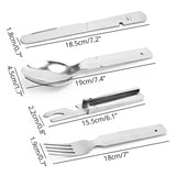 4-in-1 Portable Stainless Steel Camping Spoon, Fork, Knife and Can/Bottle Opener, Military Camping Utensils