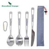 Boundless Voyage Titanium Camping Spoon Fork Spork Knife Chopsticks Straw Portable Tableware Cutlery Flatware Mess Kit