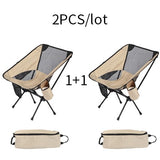 2 PCS Portable Ultralight Outdoor Folding Camping Chair Moon Chairs High Load Travel Beach Hiking Picnic BBQ Seat Fishing Tools