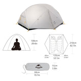 Naturehike Camping Tent 2 Person Mongar Ultralight Tent Outdoor Travel Tent Double Layer Waterproof Tent 3 Season Portable Tent