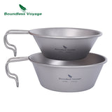 Boundless Voyage Titanium Sierra Cup Outdoor Camping Picnic Portable  Bowl with Folding Handle Tableware 300ml 450ml