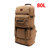 80L Large Capacity Backpack Multifunction Canvas Luggage Backpacks Men Travel Pack Bag Moutaineering Package Bags Vintage XA75C