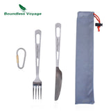 Boundless Voyage Titanium Camping Spoon Fork Spork Knife Chopsticks Straw Portable Tableware Cutlery Flatware Mess Kit