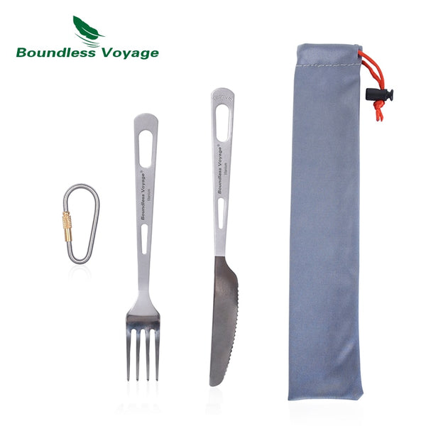 Boundless Voyage Titanium Camping Spoon Fork Spork Knife Chopsticks Straw Portable Tableware Cutlery Flatware Mess Kit