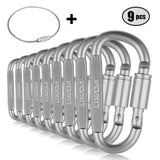 Lixada 1/9 PCS Survival D-ring Locking Carabiner Clip Set Screw Lock Hanging Hook Buckle Karabiner Camping Climbing Equipment