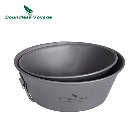Boundless Voyage Titanium Sierra Cup Outdoor Camping Picnic Portable  Bowl with Folding Handle Tableware 300ml 450ml