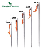 Boundless Voyage Tent Pegs Heavy Duty Titanium Alloy Nails 20cm 24cm 30cm 35cm 40cm Camping Stakes Hard Ground Pins Storage Bag