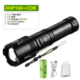 2022 NEW Super XHP160 High Power Led Flashlights Rechargeable USB Torch Tactical Camping 10000000 Lumen COB 18650 Flashlight