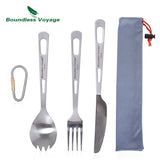 Boundless Voyage Titanium Camping Spoon Fork Spork Knife Chopsticks Straw Portable Tableware Cutlery Flatware Mess Kit