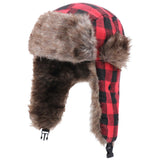 Plaid Trapper Bomber Fur Hats for Skiing Snowboarding Skating Winter Warm Men Women Ear Protector Caps Cycling Hiking Camping