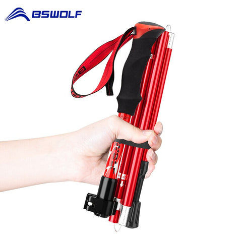 BSWolf Ultraligt Foldable Walking Sticks Camping Hiking Folding Trekking Poles Aluminum Walking Poles Telescopic Stick