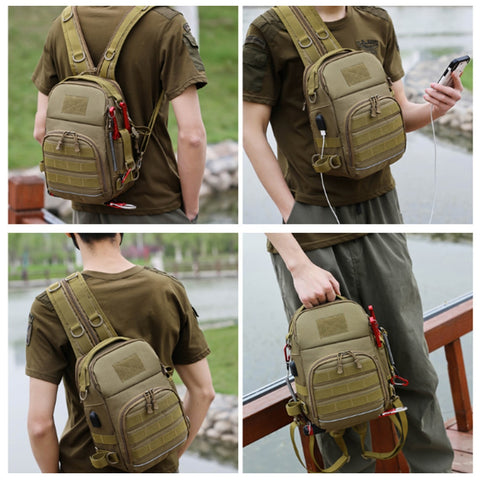 Outdoor Military Shoulder Bag Sports Climbing Backpack Shoulder Tactical Hiking Camping Hunting Daypack Fishing Backpack X114D