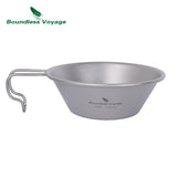 Boundless Voyage Titanium Sierra Cup Outdoor Camping Picnic Portable  Bowl with Folding Handle Tableware 300ml 450ml