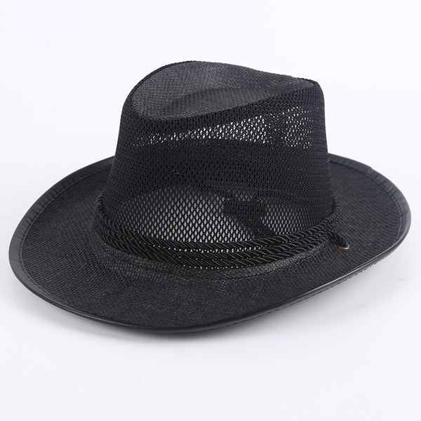 Caluriri Breathable Mesh Men Western Cowboy Hat Outdoor Stra