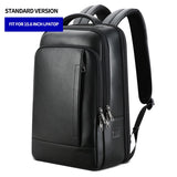 BOPAI Genuine Leather Backpack Laptop Mens Business Casual Waterproof Back Pack Male Computer Bagpack Black Backpacking