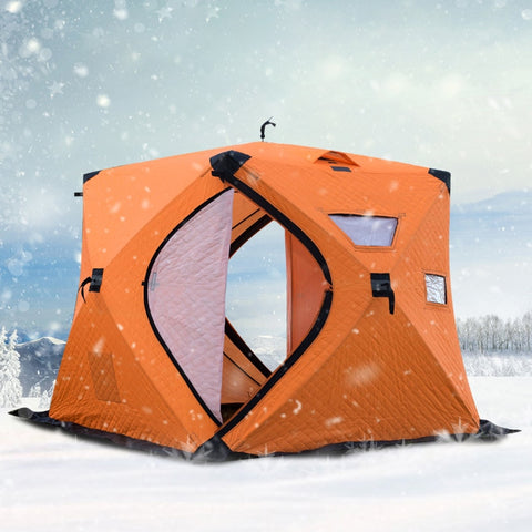 2-3 Person Use Automatic Ice Fishing Tent Cotton Thickened Winter Tents Outdoor Camping Warm Snow-proof Cold Protection Tent