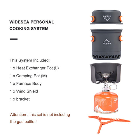 Widesea Camping Cooking Set Backpack Gas Burner Outdoor Cookware Stove Camping Kitchen Equipment Tourist Cooker Hiking Fishing