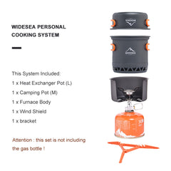 Widesea Camping Cooking Set Backpack Gas Burner Outdoor Cookware Stove Camping Kitchen Equipment Tourist Cooker Hiking Fishing