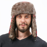 Plaid Trapper Bomber Fur Hats for Skiing Snowboarding Skating Winter Warm Men Women Ear Protector Caps Cycling Hiking Camping