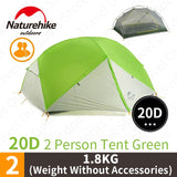 NatureHike Mongar Camping Tent 2 Persons Ultralight 20D Nylon Silicone Outdoor Hiking Tent With Free Tent Footprint NH17T006-T
