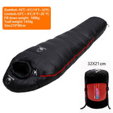 Very Warm White Goose Down Filled Adult Mummy Style Sleeping Bag Fit for Winter Thermal 4 Kinds of Thickness Travel Camping