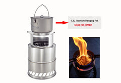 APG Large Size Camping Wood Stove Split Portable Gas Stainless Steel Gas Firewood Burners Backpacking Furnace