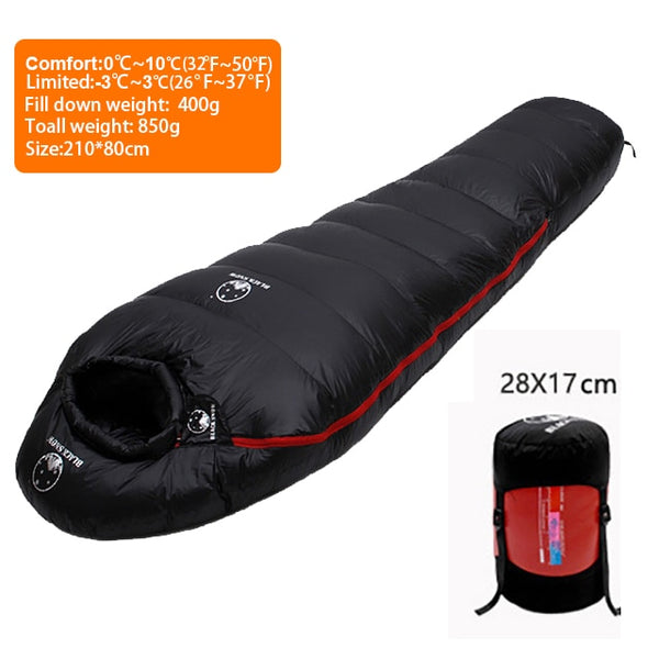 Very Warm White Goose Down Filled Adult Mummy Style Sleeping Bag Fit for Winter Thermal 4 Kinds of Thickness Travel Camping