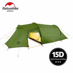 Naturehike NEW Opalus Tunnel Camping Tent 3-4 Person Ultralight Family Tent 4 Season 15D/20D/210T Fabric Tent Camping Hiking