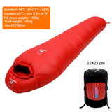 Very Warm White Goose Down Filled Adult Mummy Style Sleeping Bag Fit for Winter Thermal 4 Kinds of Thickness Travel Camping