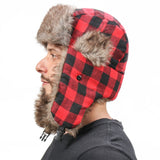 Plaid Trapper Bomber Fur Hats for Skiing Snowboarding Skating Winter Warm Men Women Ear Protector Caps Cycling Hiking Camping