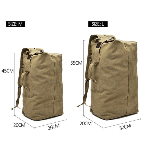 Men Military Backpack Tactical Bag Travel Climbing Handbag Army Bags Canvas Foldable Bucket Cylinder Shoulder Pack Sports XA129D