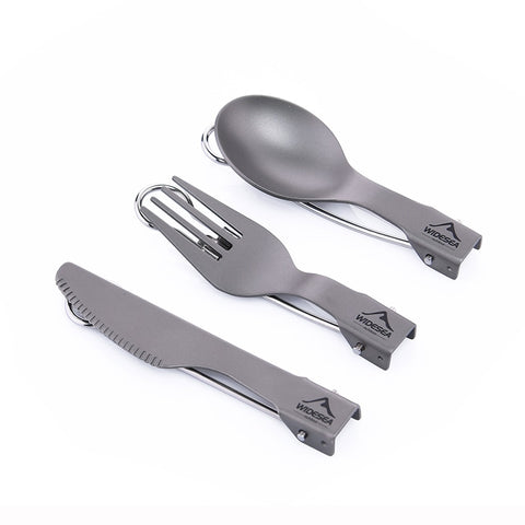 Widesea Titanium Spoon Fork Knife Set Ultralight Camping Tableware Outdoor cooking Equipment Cutlery Cookware Hiking Trekking