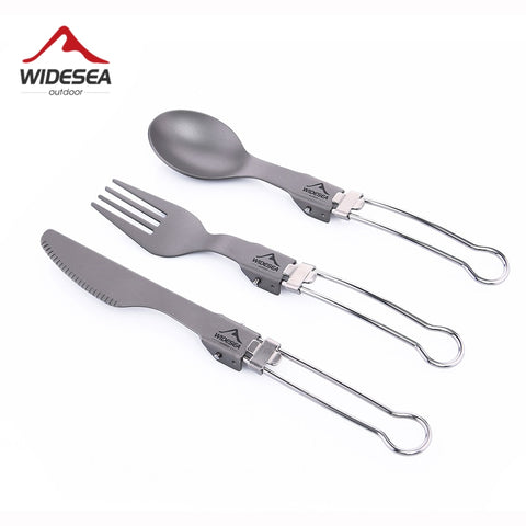 Widesea Titanium Spoon Fork Knife Set Ultralight Camping Tableware Outdoor cooking Equipment Cutlery Cookware Hiking Trekking